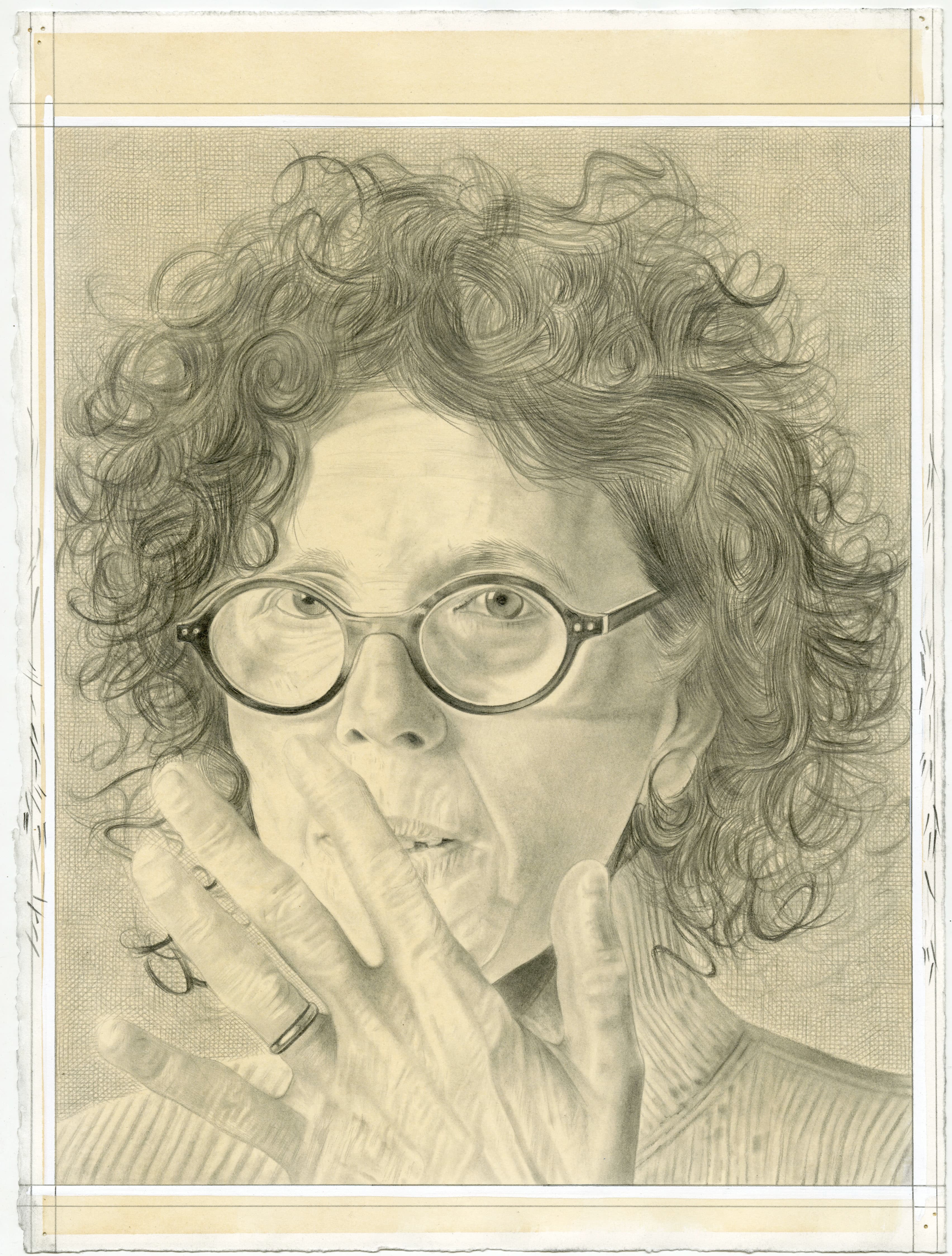 Portrait of Rona Pondick, pencil on paper by Phong H. Bui