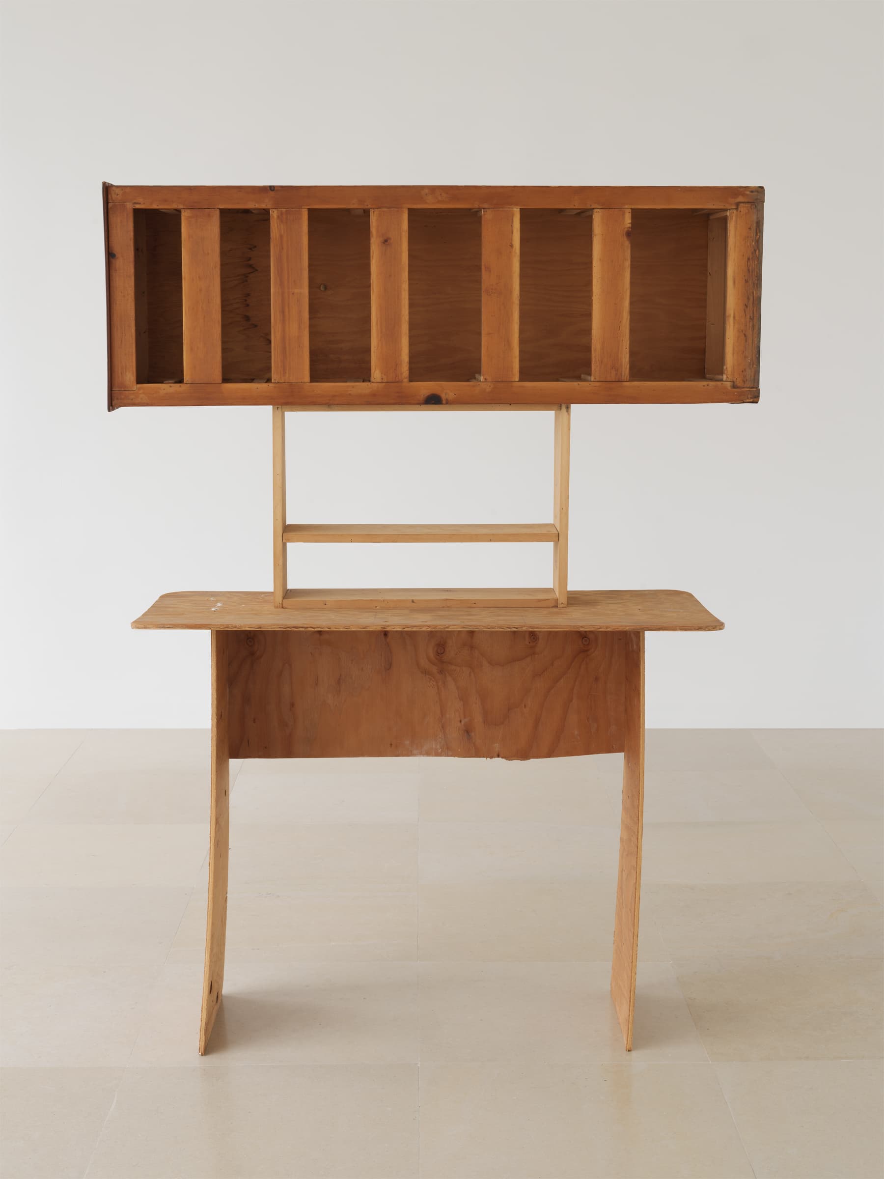 Gedi Sibony, Endowed with Inexhaustibility, 2025. Wood, plywood, dresser, nails, 72 ¼ × 54 × 22 ¾ inches. Courtesy the artist and Greene Naftali, New York. Photo: Photo: Júlia Standovár.