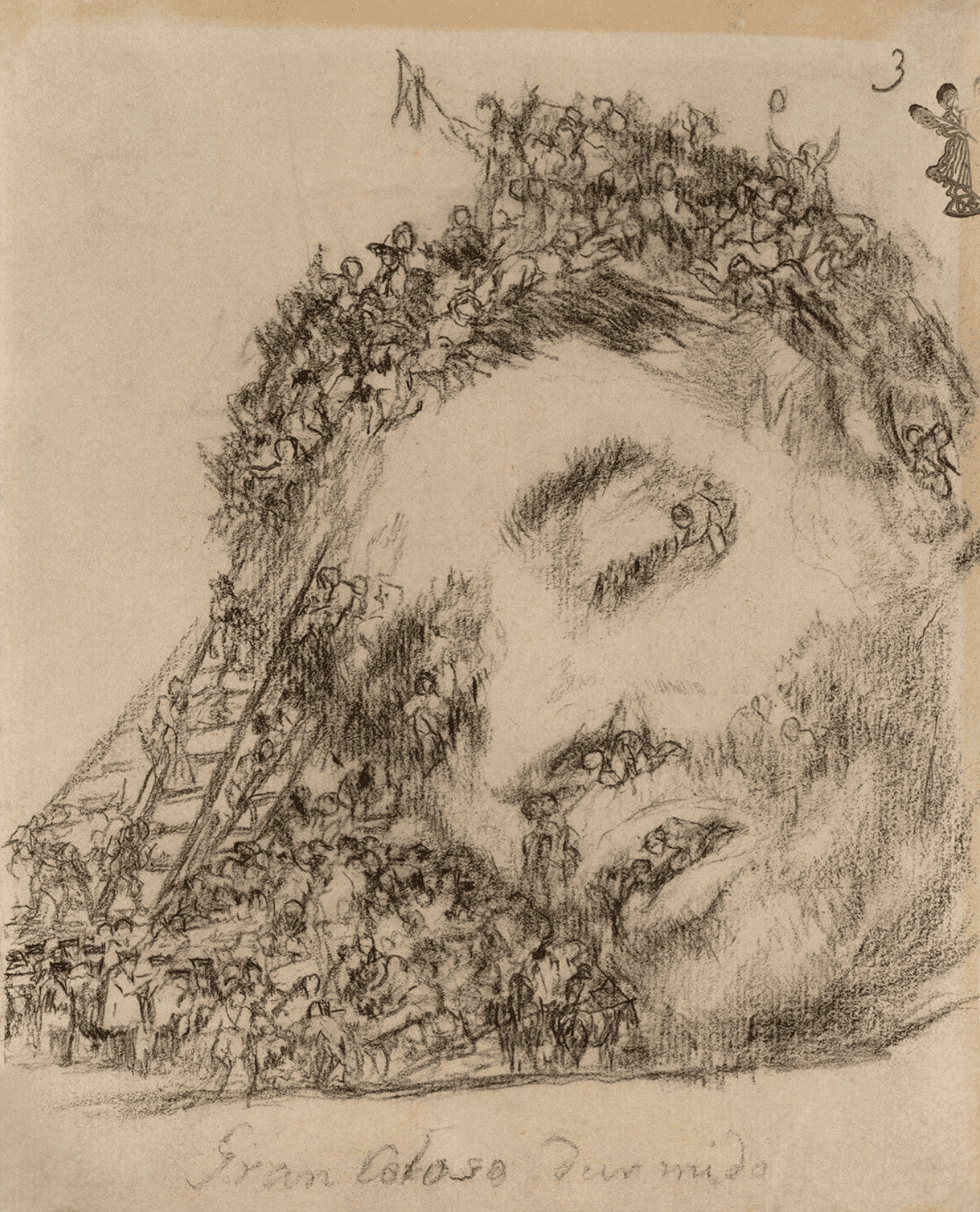 Francisco de Goya, Great Colossus Asleep, 1824–28. Drawing, lithographic crayon on laid paper, with “GH.II” watermark, 7 ½ × 6 inches.