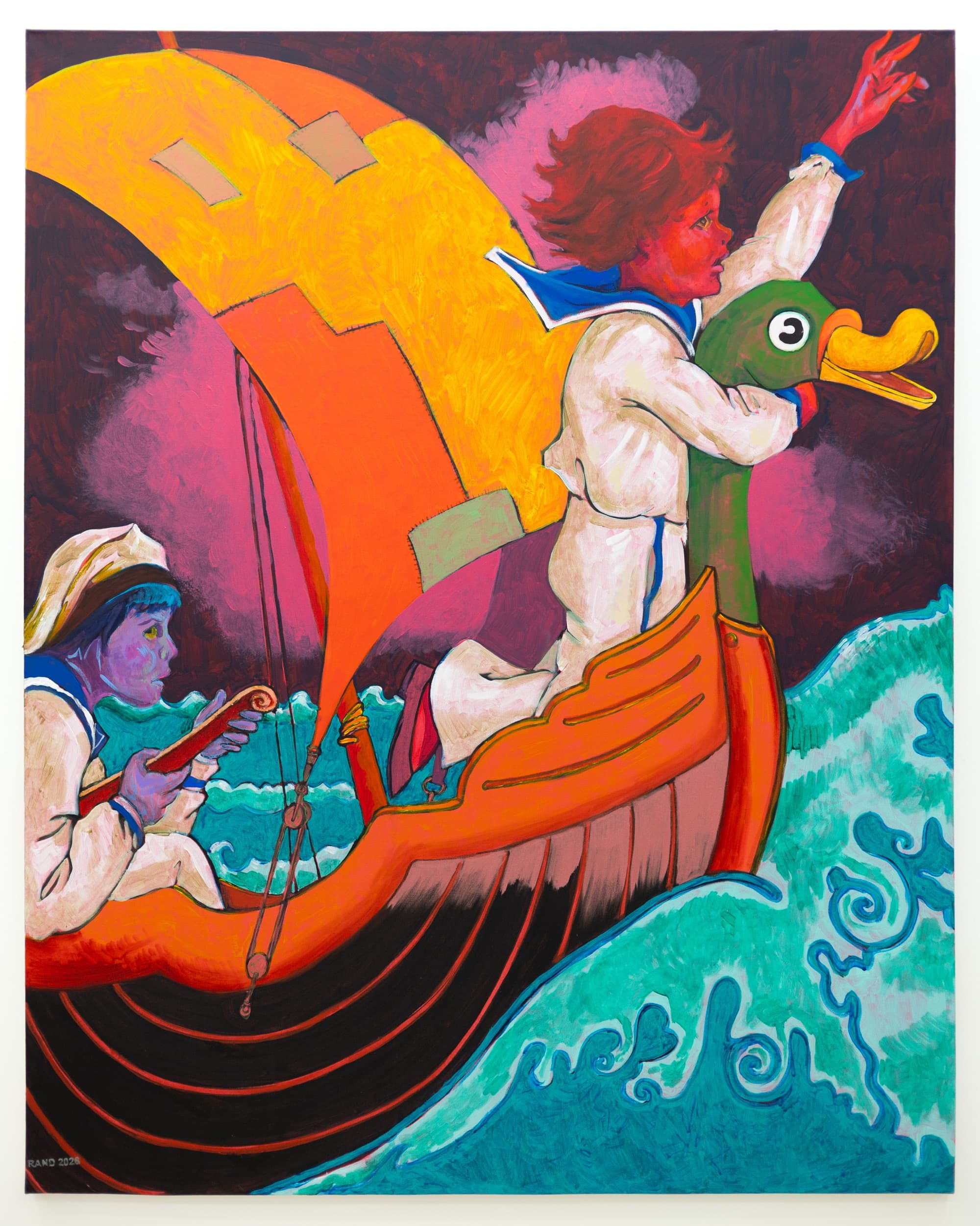 Archie Rand, Duck, 2025. Acrylic on canvas, 60 × 48 inches. Courtesy the artist and Jarvis Art.