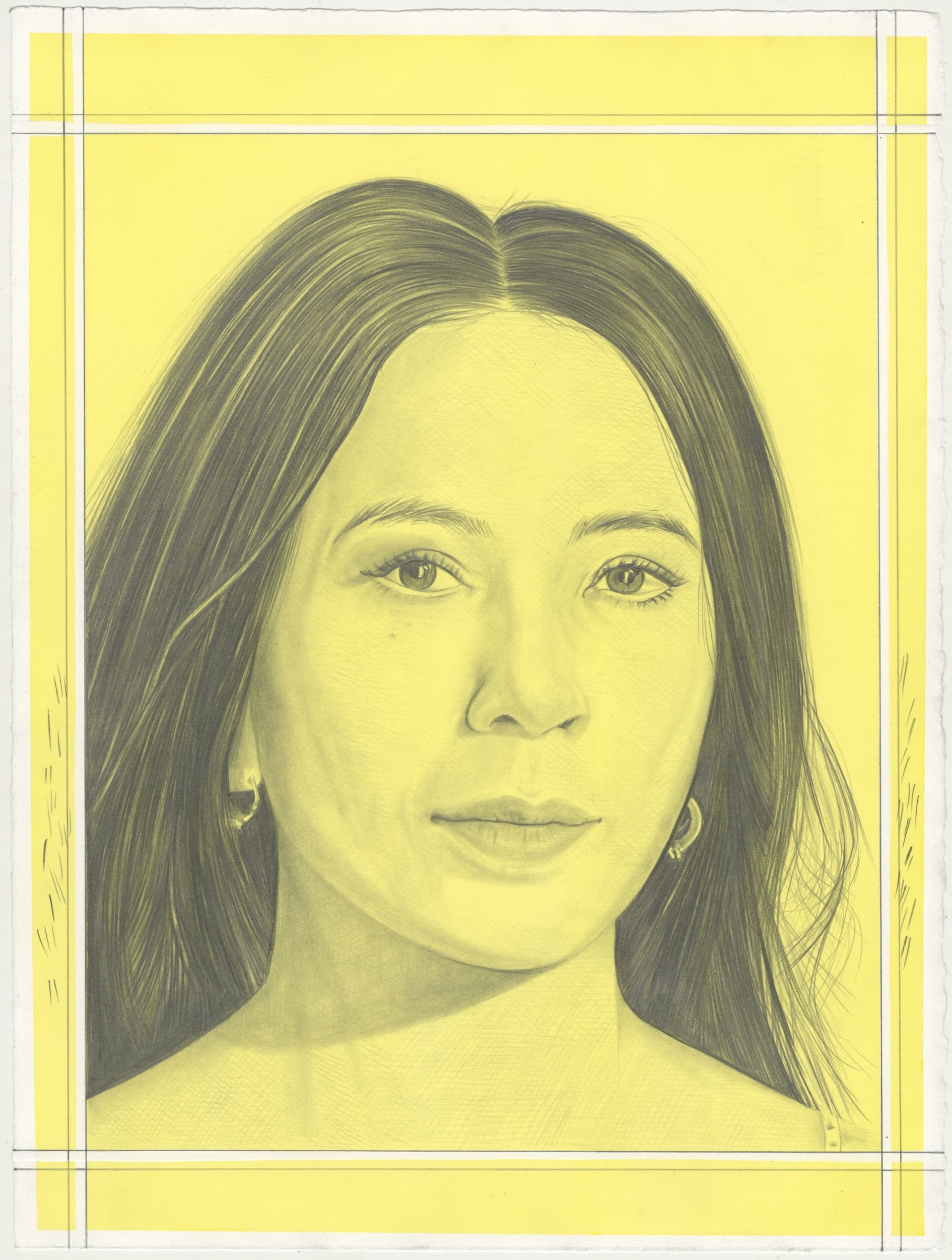 Portrait of Anicka Yi, pencil on paper by Phong H. Bui.