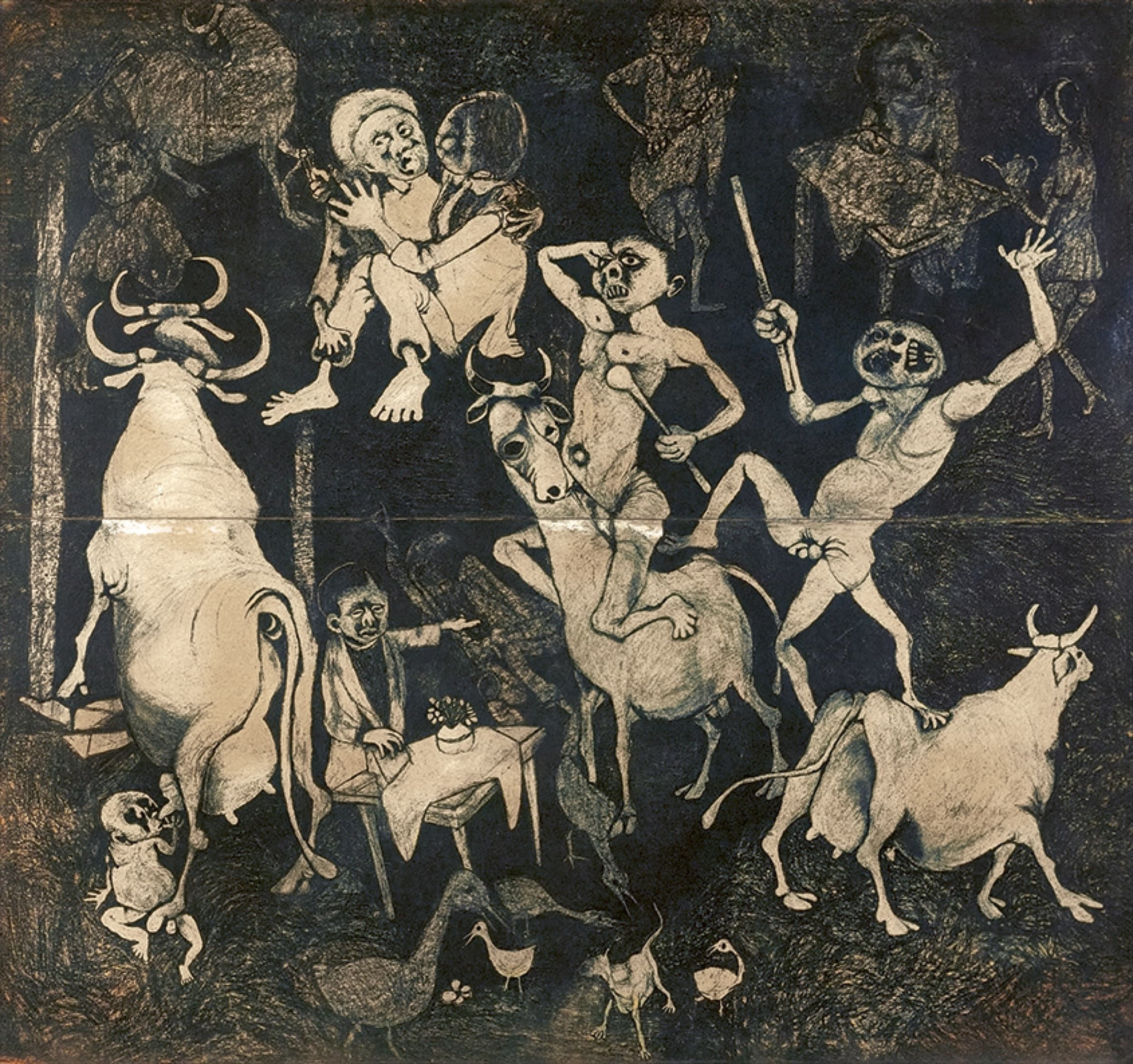 Dumile Feni, African Guernica, 1967. Charcoal and pencil on paper, 85 ⅘ × 89 inches. © Estate Dumile Feni and Dumile Feni Family Trust. Courtesy National Heritage and Cultural Studies Centre, University of Fort Hare.