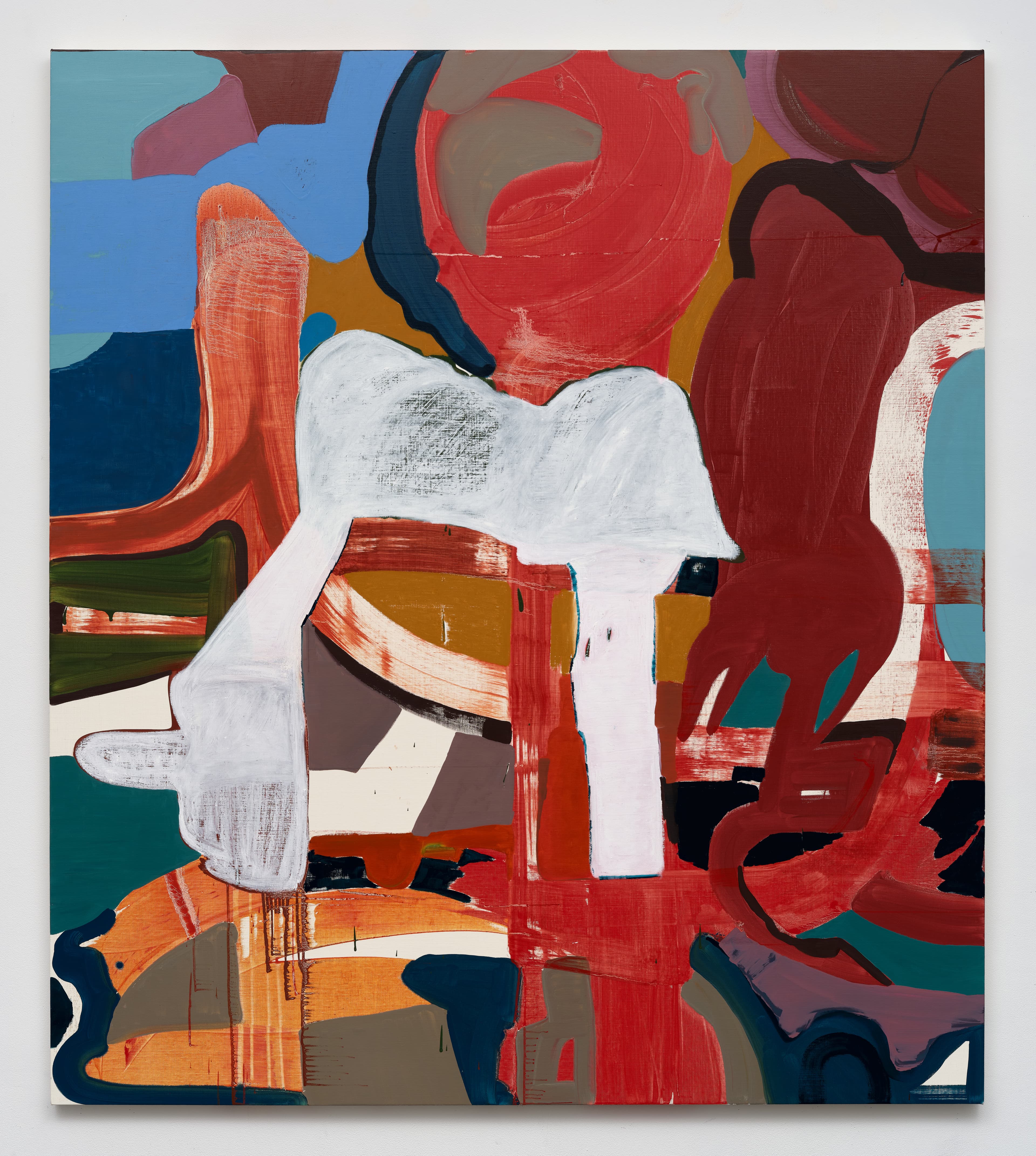 Tamo Jugeli, Diamond Glints in Snow, 2026. Oil on linen, 88 × 78 x 1 ½ inches. © Tamo Jugeli. Courtesy the artist and Karma.