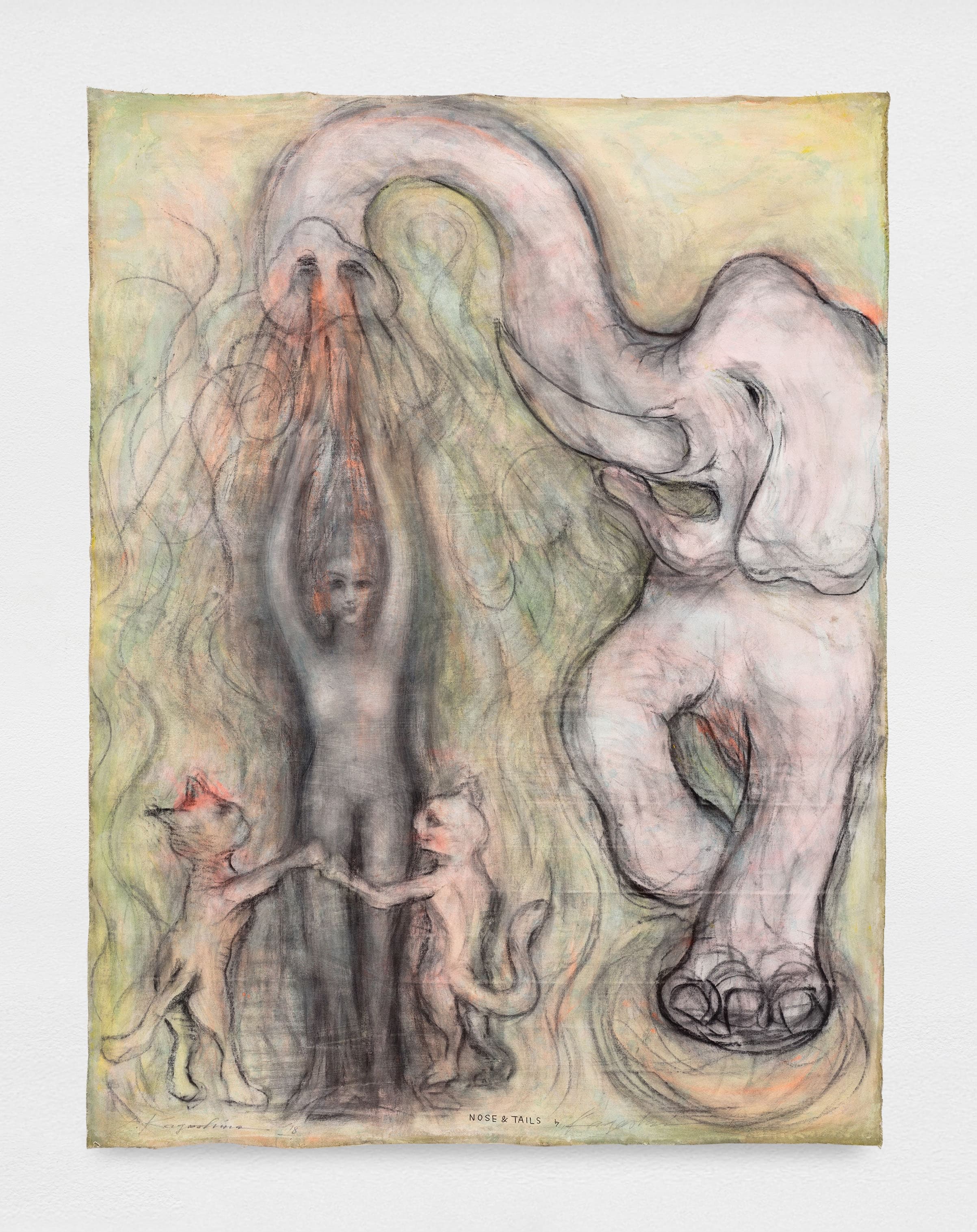 E’wao Kagoshima, Nose & Tails, 2018. Acrylic on canvas, 80 x 60 ½ inches. Courtesy the artist and YveYANG Gallery.