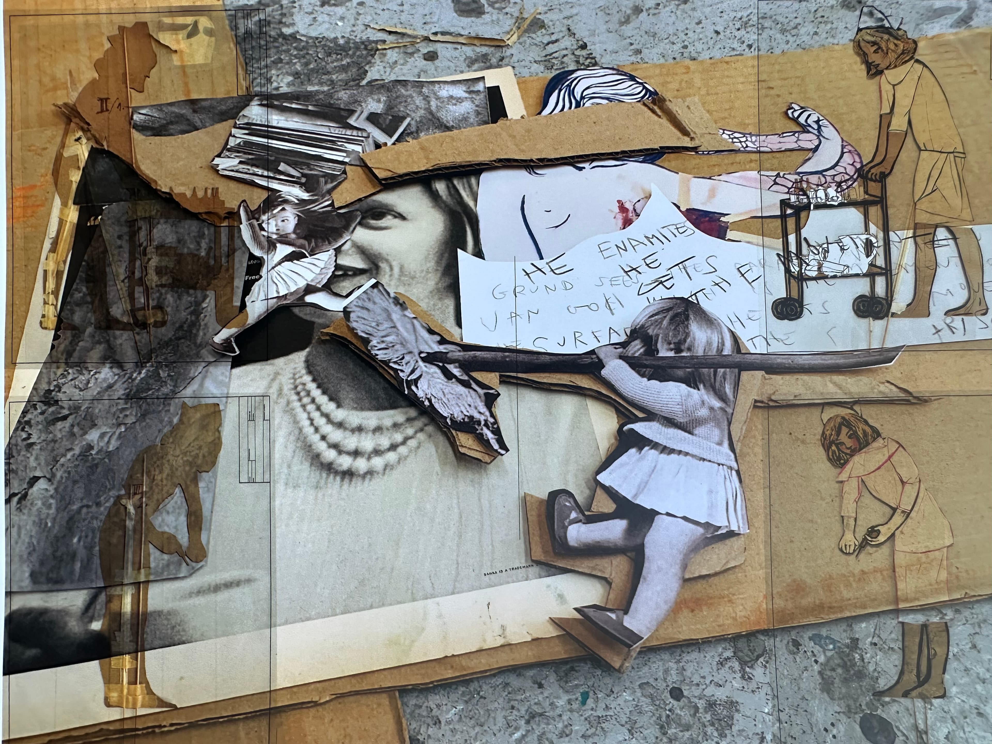 Rita Ackermann, Little Too Much is Enough For Me, 2025. Epson print of a collage assemblage, 8 × 11 inches. Courtesy Rita Ackermann.