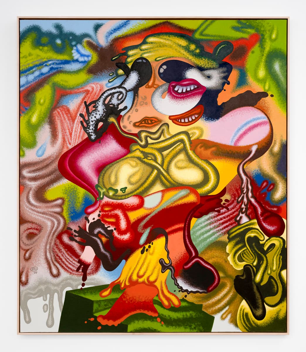 Peter Saul, Better than de Kooning, 2008. Oil and acrylic on canvas, 84 × 72 inches. © Peter Saul / Artists Rights Society (ARS), New York. Courtesy the artist and Gladstone. Photo: Anthony Flores.
