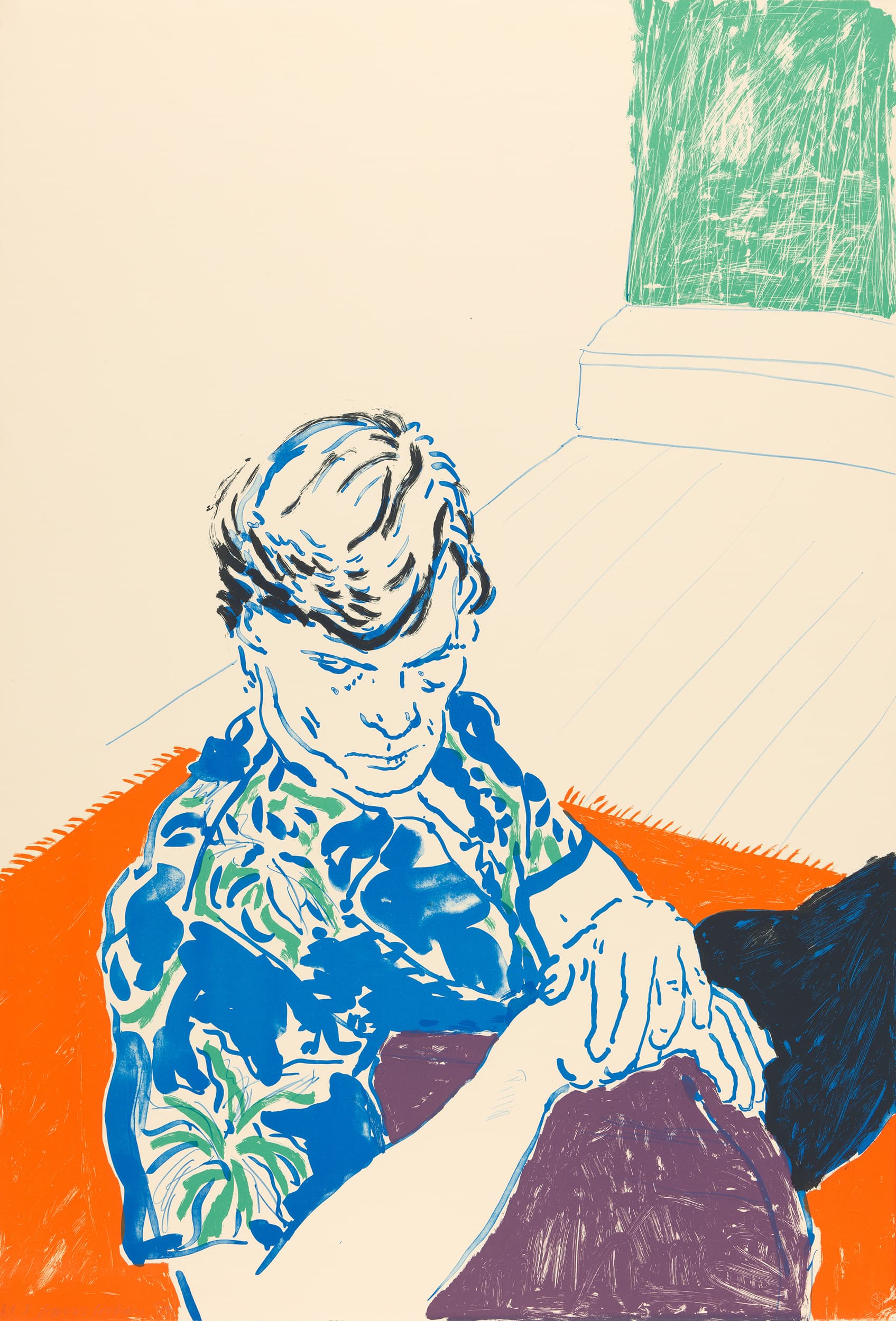 David Hockney, Joe with Green Window, 1979. Lithograph, 44 × 30 inches. © David Hockney / Tyler Graphics Ltd.