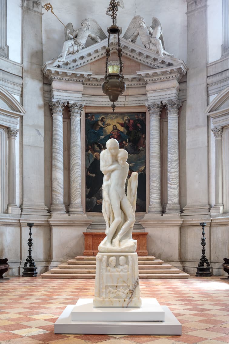 Installation view: Barry X Ball: The Shape of Time, Basilica di San Giorgio Maggiore, Venice, 2026. Courtesy the artist and Basilica di San Giorgio Maggiore. Photo: Francesco Allegretto.