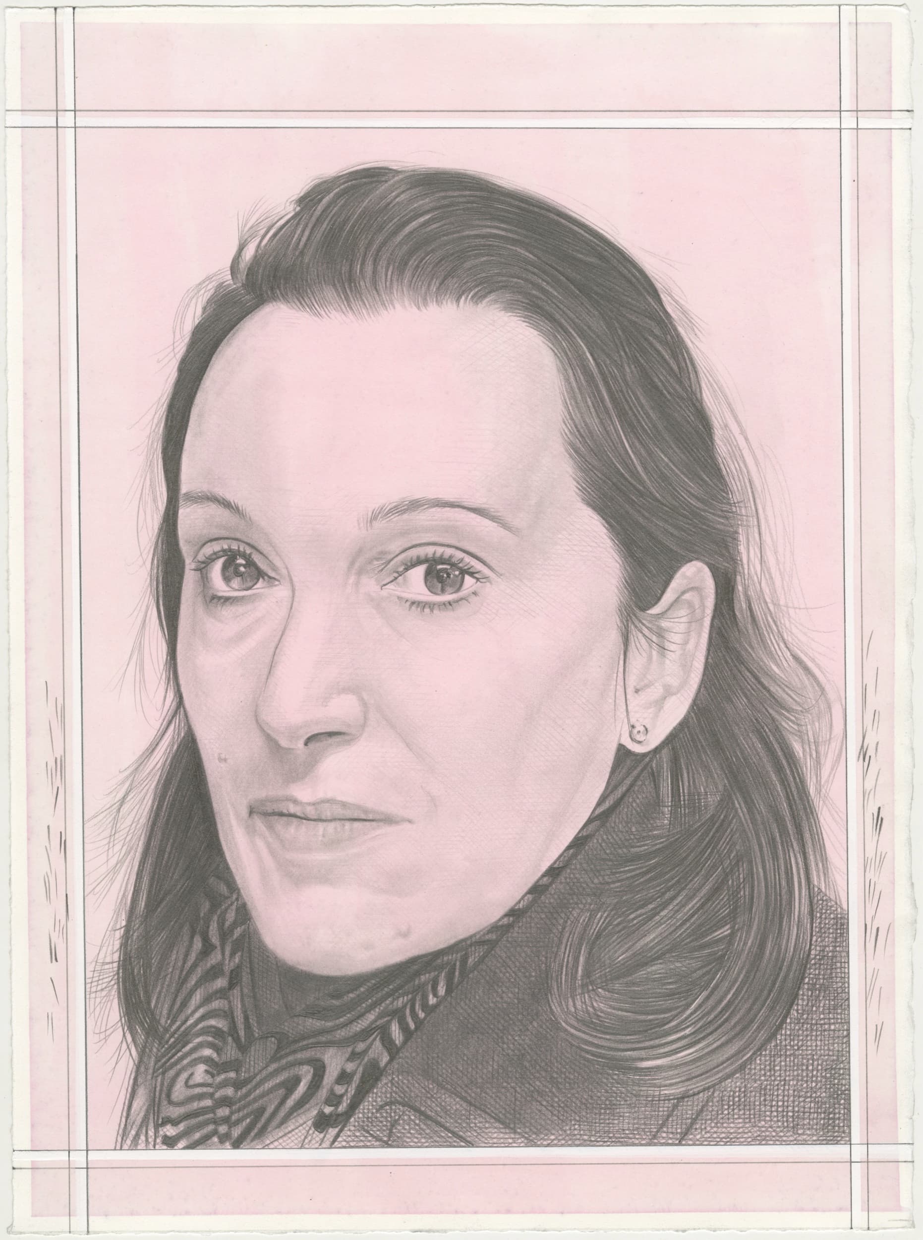 Portrait of Cristina Iglesias, pencil on paper by Phong H. Bui.