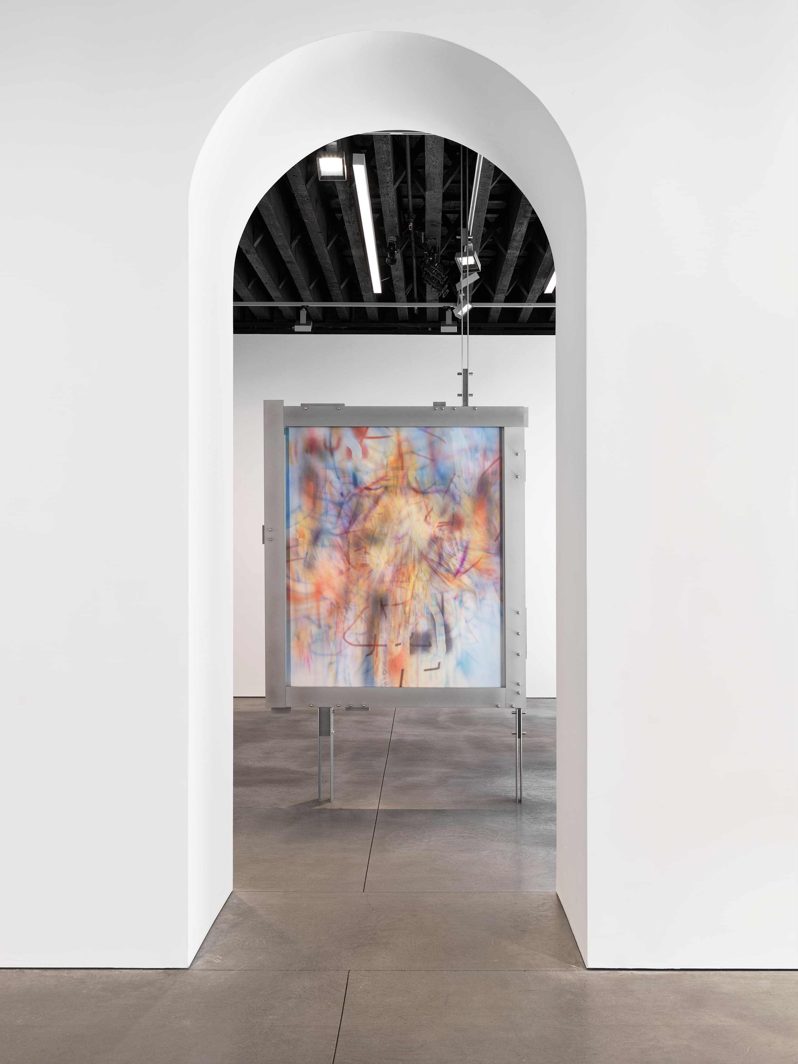 Installation view: Julie Mehretu: Our Days, Like a Shadow (a non-abiding hauntology), Marian Goodman Gallery, New York, 2026. Courtesy the artist and Marian Goodman Gallery. Photo: Alex Yudzon.