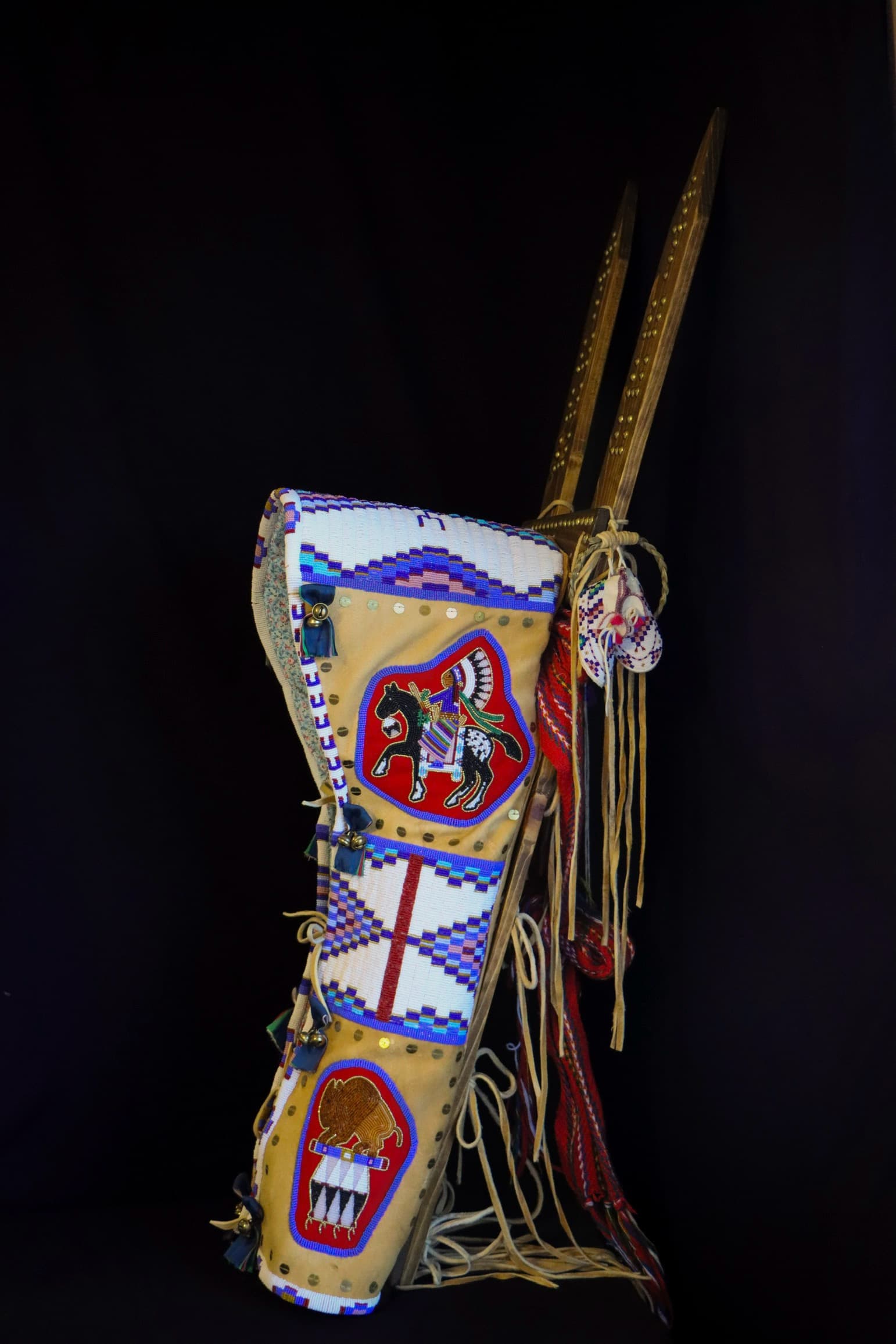 A cradleboard by Jessa Rae Growing Thunder for her daughter Winuna Growing Thunder, 2020. Courtesy the author. Photo: Nando Silvers.