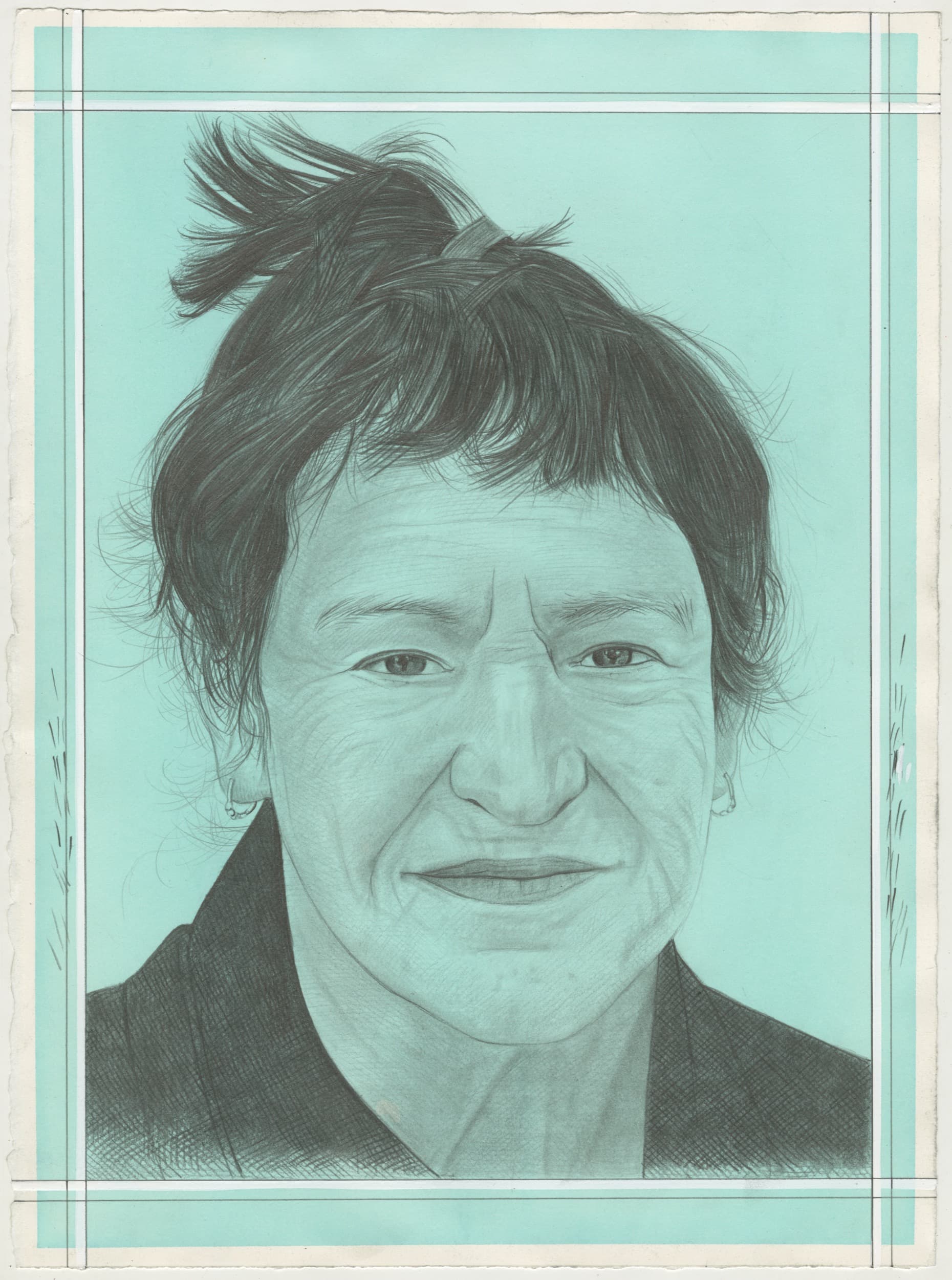 Portrait of Nancy Rubins, pencil on paper by Phong H. Bui.