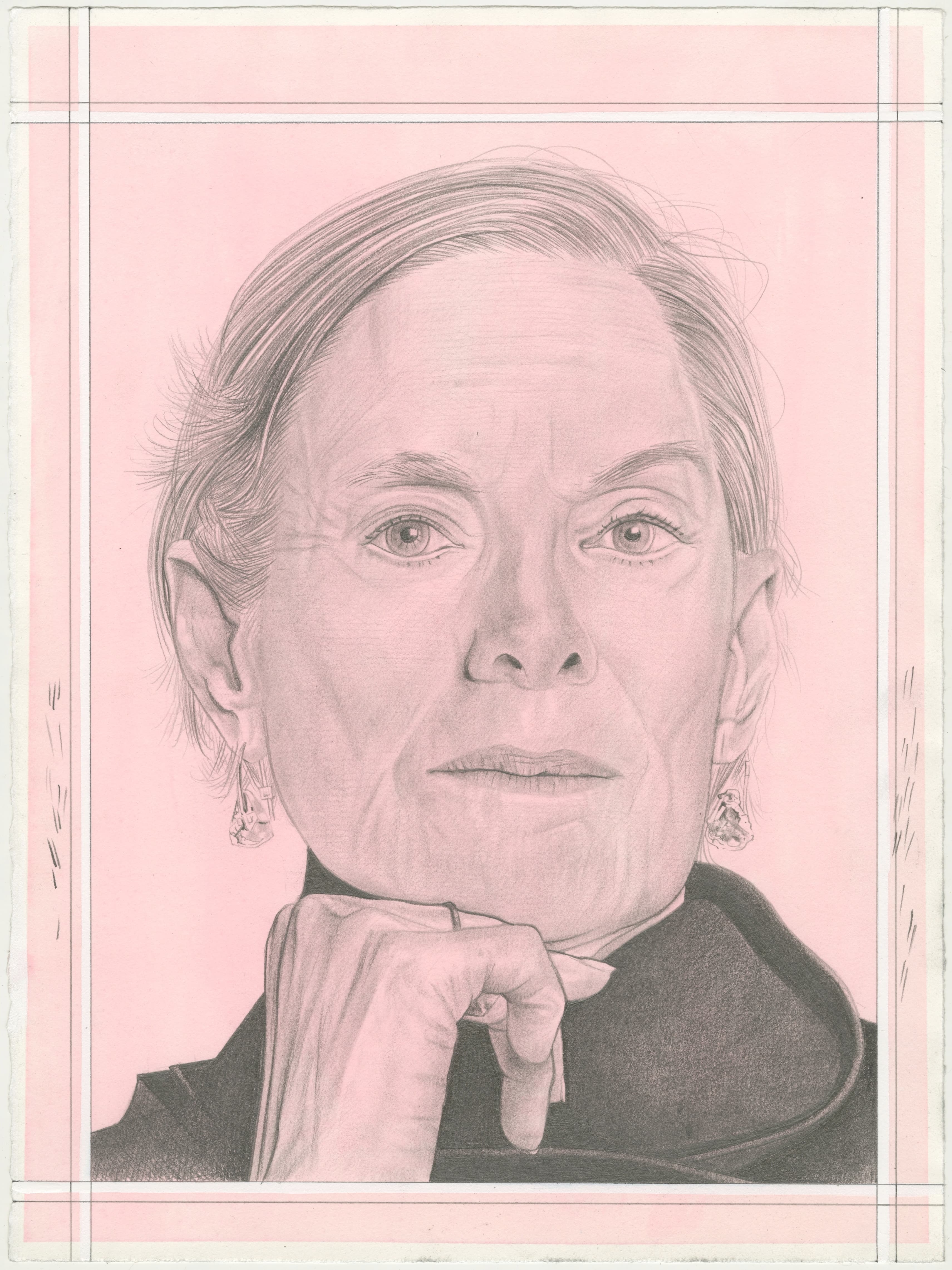 Portrait of Lucinda Childs, pencil on paper by Phong H. Bui. From a photo by Rita Antonioli.